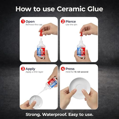 Adhesive Guru Ceramic Glue (2x0.7 oz) Super Glue for Pottery, Porcelain & China Repairs, Waterproof & Odorless After Cure, Non-Toxic, Temperature Resistant, Compatible with Aerosol Activator – 2 Pack - size: 2 Pack, style: Ceramic Glue