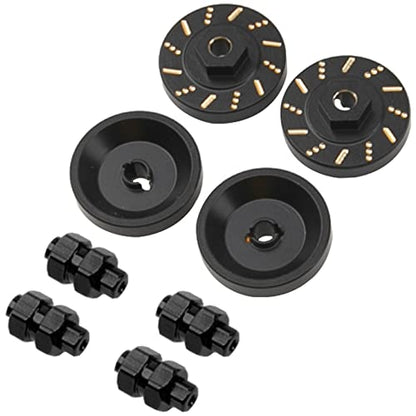 ShareGoo Aluminum Extended 7mm Hex Wheel Hubs & Brass Wheel Hex Adapter Balance Weight Compatible with Axial SCX24 1/24 RC Crawler Car (Black) - color: Black
