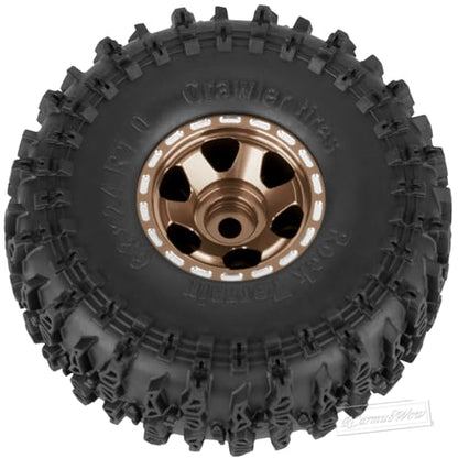 1.0 Beadlock Wheel Tires Set for 1/24 SCX24,1/18 TRX4M RC Crawler Car,1.0 Beadlock Wheels 1.0 Beadlock Tires RC Upgrades Part,4pcs,Bronze - color: Bronze(4pcs)