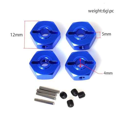 Aluminum 12mm Hex Adapter RC Upgraded Parts for LOSI 1/18 Mini LMT 4X4 Brushed Monster Truck RTR-LOS01026 RC Car, Blue - color: Blue Hex Adapter