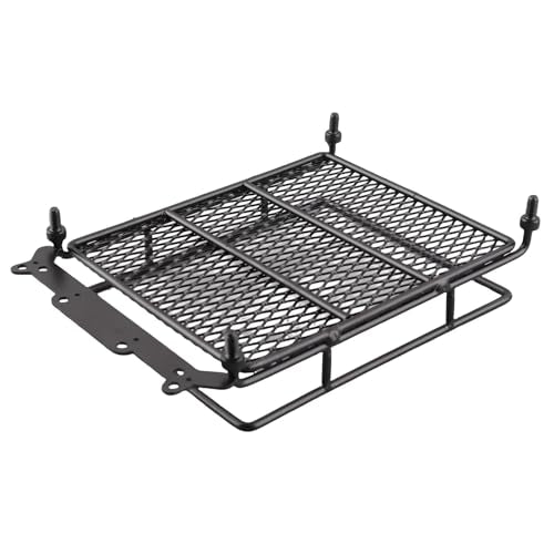 RiToEasysports RC Roof Rack Luggage Metal RC Roof Rack with 4 LED Lights 156 X 110 X 40mm Luggage Carrier for Axial SCX10 1 10 Crawler Outdoor Trail Driving (4 White)