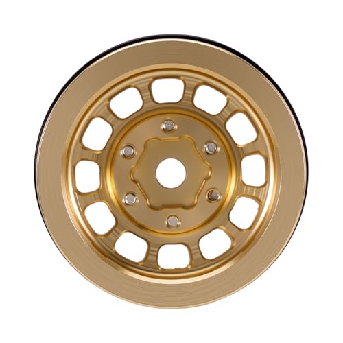 INJORA 1.0" Aluminum Beadlock Wheels 0mm Offset for 1/18 1/24 RC Crawler Upgrade, W1056(Gold) - color: Gold