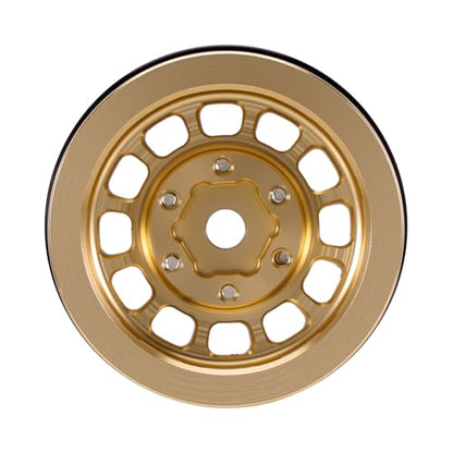 INJORA 1.0" Aluminum Beadlock Wheels 0mm Offset for 1/18 1/24 RC Crawler Upgrade, W1056(Gold) - color: Gold