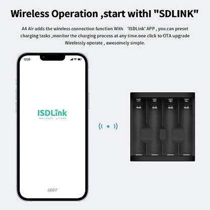 A4 Air AA Battery Charger 10W 1.5A DC AAA Smart Charger USB Input Wireless for 10500 12500 NiMH NiCd Li-lon LiFePO4 Battery - color: ISDT23