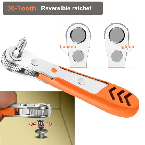Right Angle Screwdriver 24 in 1 Ratchet Screwdriver Set | Cr-V Steel, Mini Ratchet Wrench for Tight Spaces, Ideal for Bike Repair & DIY Projects - style: 24pcs Ratchet Screwdriver
