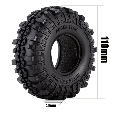 4PCS RC Crawler 110mm Rubber Tires 1.9 inch Wheels Tyres Set for 1:10 RC Rock Crawler Car for Axial SCX10 90046 CC01 D90 D110 TF2 TF2 Tamiya Parts - color: 110mm