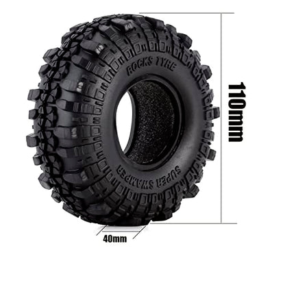 4PCS RC Crawler 110mm Rubber Tires 1.9 inch Wheels Tyres Set for 1:10 RC Rock Crawler Car for Axial SCX10 90046 CC01 D90 D110 TF2 TF2 Tamiya Parts - color: 110mm