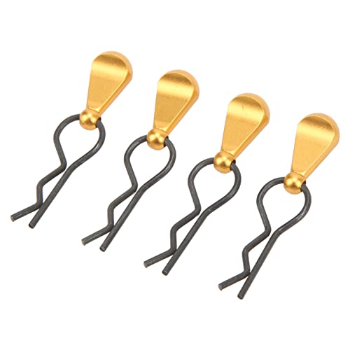 RC Body Clips R Pins Metal RC Car Body Clips Stainless Steel R , Aluminium Alloy Pull Tabs Car Assembly for 1/10 (Gold) - color: Gold