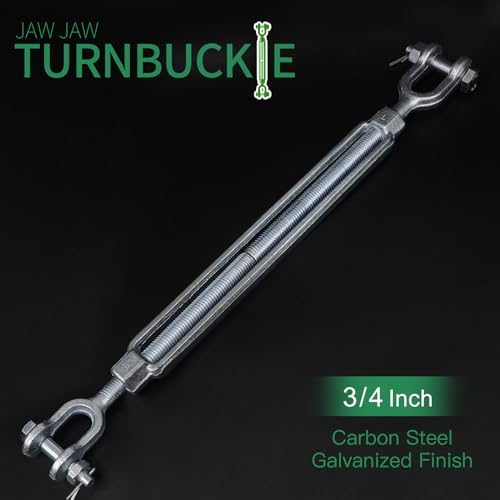 3/4" x 12" Jaw Jaw Turnbuckle Galvanized Jaw and Jaw Turnbuckle, Jaw Jaw Closed Body Marine Turnbuckle Jaw, 8000lbs Working Load Limit, Durable for Wire Rope Cable - style: Jaw & Jaw-3/4 x 12