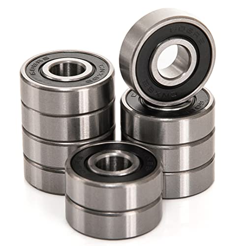 10 PCS 608-2RS Double Black Rubber Sealed Deep Groove Ball Bearings 8x22x7mm, Deep Groove Ball Bearing ABCE-3 Pre-Lubricated, Chromium Bearing Steel (608-2RS-BK, 10) - size: 608-2RS-Black