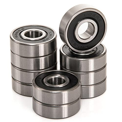 10 PCS 608-2RS Double Black Rubber Sealed Deep Groove Ball Bearings 8x22x7mm, Deep Groove Ball Bearing ABCE-3 Pre-Lubricated, Chromium Bearing Steel (608-2RS-BK, 10) - size: 608-2RS-Black