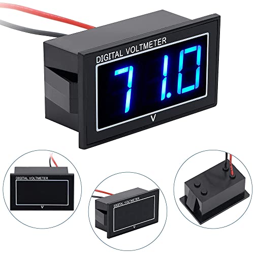 Waterproof Voltage Meter,Blue LED Digital Display Volt Gauge DC5-130V | 12V 24V 36V 48V 60V 72V Golf Cart,Car, Motorcycle，Boats Battery Meter