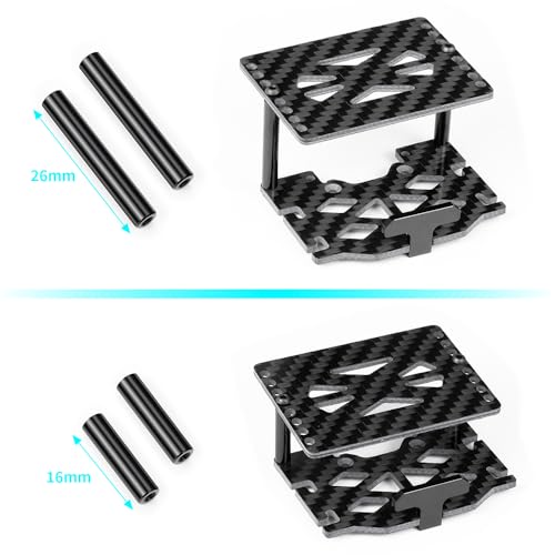 MOHERO RC Battery Tray Double Decker Carbon Fiber ESC Mount Plate for 1/18 RC Crawler Car TRX4M Upgrade Parts