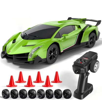 Axirata 1:24 Scale Lamborghini Remote Control Car Lambo Toy Car（Green） | Lamborghini Toy Car Officially Licensed 25KM/H Fast RC Drift Car with LED Light 2.4GHz Race Cars for Boys Girls Birthday Gift
