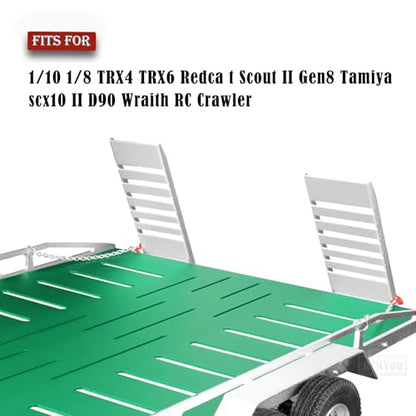 Aluminum RC Trailer for 1/10 1/8 RC Crawler TRX4 TRX6 Redca t Scout II Gen8 Tamiya Scx10 II D90 Wraith,RC Heavy Duty Truck and RC Rock Cars Trailer with RC Trailer Hook Coupler,Green - color: Green - (Aluminum Rc Trailer)