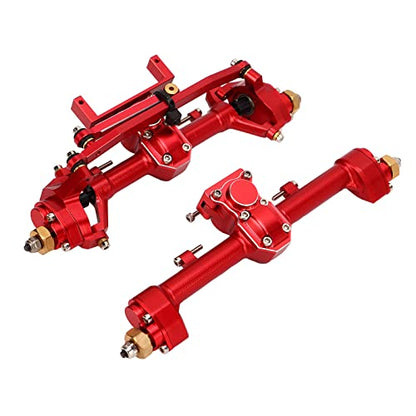 RiToEasysports SCX24 Portal Axle Upgrade Kit, CNC Machined Aluminum Alloy Front Rear Axle Assembly with Hardened Steel Gears for Axial 1/24 RC Crawler Car (Red) - color: Red