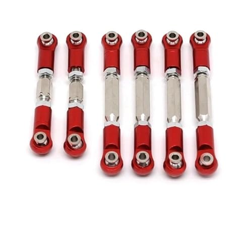 Front Rear Drive Shaft for Arrma for Senton for Granite 4X4 1/10 RC Crawler Parts Metal Adjustable Tie Rods Turnbuckles Toe Links Linkage Set(Red) - color: Red