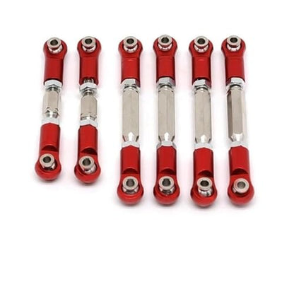 Front Rear Drive Shaft for Arrma for Senton for Granite 4X4 1/10 RC Crawler Parts Metal Adjustable Tie Rods Turnbuckles Toe Links Linkage Set(Red) - color: Red