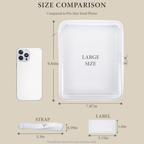Clear Hard Shell Zipper Case Set (3 Large), 120s Thick PET Plastic, Dual Zippers with Star Charms, Removable Straps, Removable Labels with 2 Markers for Travel, Storage & Organization - size: 3 Large
