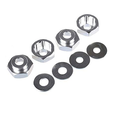 4PCS Aluminum Alloy 12mm Turn to 17mm Wheel Rim Hex Adapter for 1/10 RC On Road Car Buggy Truck Can Use 1/8 Tires(Silver) - color: Silver