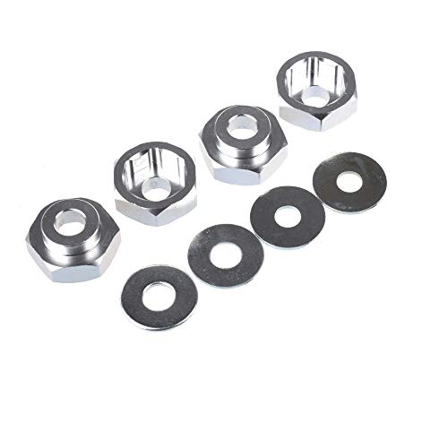 4PCS Aluminum Alloy 12mm Turn to 17mm Wheel Rim Hex Adapter for 1/10 RC On Road Car Buggy Truck Can Use 1/8 Tires(Silver) - color: Silver