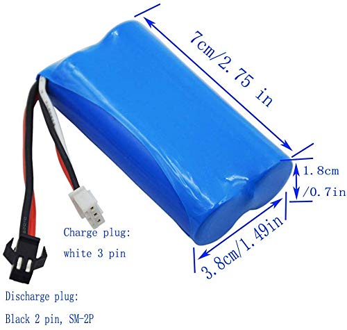 Blomiky 2 Pack H101 7.4V 2S 15C 1500mAh Battery with SM-2P Plug Suitable for H105 H103 H101 Remote Control RC Boat / H101 Battery