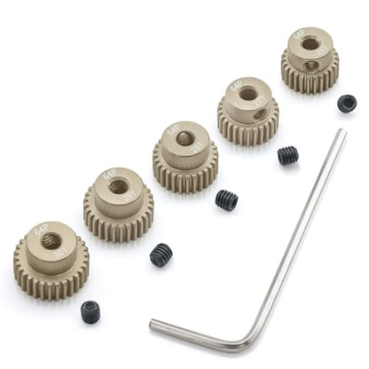 64P Pinion Gear Sets 26T 27T 28T 29T 30T for Shaft 3.175mm RC Motor Compatible with HPI Kyosho Losi Axial Tamiya 1/10 RC Car Monster Truck Upgrade Parts - size: 26T 27T 28T 29T 30T