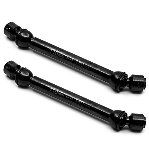QUE-T 2 Pcs Steel 110MM-140MM Drive Shafts for 1/10 Axial Wraith/SCX10/Dingo/D90 RC Crawler Car (110MM-140MM)