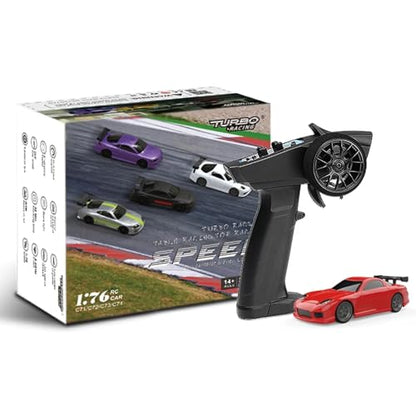 1:76 Turbo Racing Scale RC Sport Car, Table Racing Remote Control Mini Model Car Full Proportional RTR Kit Toys (C71red) - color: C71red