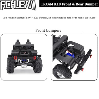 RCHUBAM Front Rear Bumper with Trailer Hitch Hooks for 1/18 TRX4M K10 | Aluminum Alloy,2PCS - style: Front & Rear