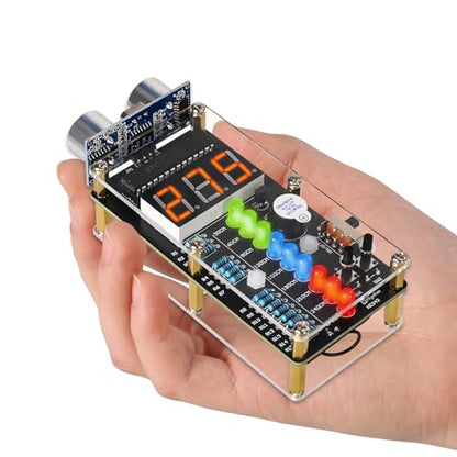 MIOYOOW HC-SR04 Ultrasonic Ranging Alarm Soldering Kit with LED Lights | DIY Ultrasonic Distance Sensor Kit, Electronic Project, Soldering Practice Kit for School Learning and Home Use