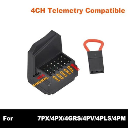 2.4GHz 4CH Telemetry Compatible Receiver Antennaless High Speed, Micro Size 25.5x22mm, Failsafe for 4PX 4PXR 4PLS 4PV 4PM 3PV 7PX RC Car(4 PCS) - color: 4 Pcs