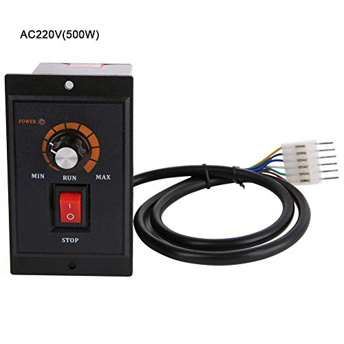 Walfront AC Motor Speed Controller 220V 50/60Hz Single Phase Electric Motor Speed Regulator with Adjustable Rotary Switch(500W)