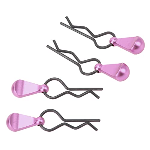 4pcs RC Body Clips R Pins Stainless Steel R Clips with Aluminium Alloy Pull Tabs for 1/8 1/10 RC Car (Purple) - color: Purple