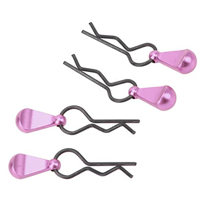 4pcs RC Body Clips R Pins Stainless Steel R Clips with Aluminium Alloy Pull Tabs for 1/8 1/10 RC Car (Purple) - color: Purple