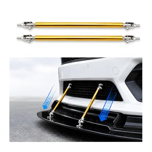 2 PCS Adjustable Splitter Strut Rods, Car Front Bumper Lip Strut Bars Support Rods, Universal Automotive Splitter Diffuser Struts Tie Exterior Accessories for Most Vehicles (Golden) - color: Golden