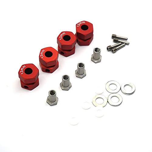 4PCS RC Wheel Spacers 12mm Aluminum Wheel Hex Hub 13mm Offset Extension Hex Drive Adapter Combiner Coupler Compatible with Axial Wraith 90048 RR10 1/10 RC Crawler Car Upgrades