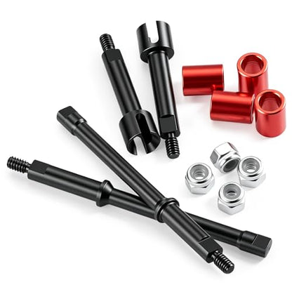 Que-T Heavy Duty Steel CVD Driveshafts +6mm Extended Front Rear Drive Shafts for 1/30 Axial Scx30 RC Crawler Car - size: 6mm Extended
