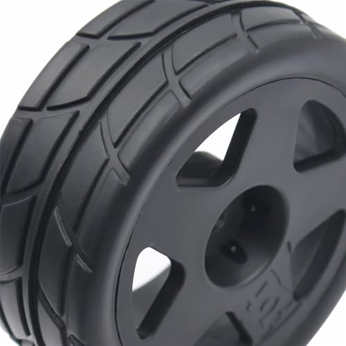 66mm 4PCS 1/10 RC On-Road tires and Hard Plastic wheels set Hex 12mm For WRC Drift Car Conversion 1/10 RC On-Road Car Traxxas Tamiya FW06 TT02 HPI HSP 94122 Kyosho%T065 (black) - color: black