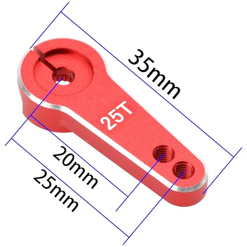 4Pcs Vgoohobby Aluminum 25T Servo Arm Horn Steering Arms Fit for Standard Servo Motors Compatible with Traxxas Axial Tamiya 1/10 RC Crawler Car (Red) - color: Red