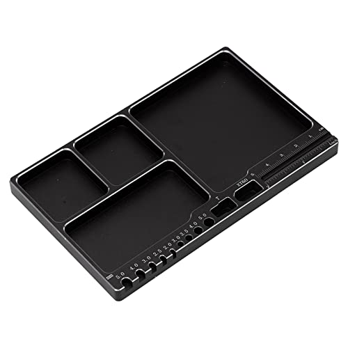 Drfeify RC Repair Screw Tray,Portable Aluminium Alloy Magnetic Magnetic Parts Tray with Magnetic Pad for RC Repair (Black) - color: Black