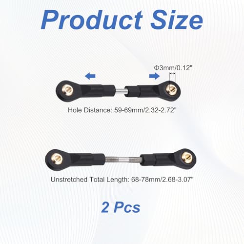 MECCANIXITY 2Pcs Adjustable Turnbuckles Camber Links, 59-69mm Turnbuckle Rod Steering Servo Linkage with M3 Ball Head Rod Ends for RC Car Replace Parts DIY - size: 59-69mm