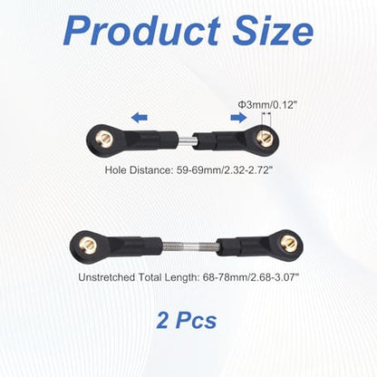 MECCANIXITY 4Pcs Adjustable Turnbuckles Camber Links, 59-69mm Turnbuckle Rod Steering Servo Linkage with M3 Ball Head Rod Ends for RC Car Replace Parts DIY - size: 59-69mm