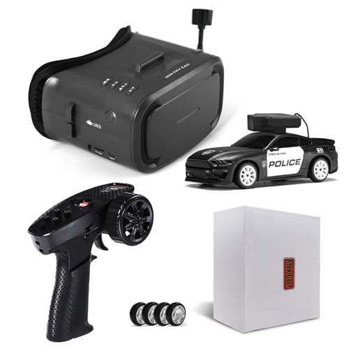 MG034 FPV Drift RC Car with VR Goggles&Camera for Thrilled Rxperience,20KM/H Remote Control Car- Gyro,Drift/Racing Tires,Full Simulated Lighting System,4WD RC Car Toy for Adult (Black, FPV Version) - color: Black