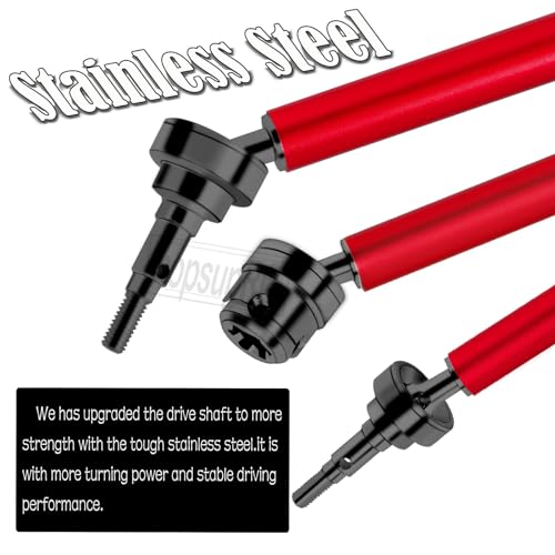 #45 Steel Front Rear Drive Shaft CVD Upgrades Parts for 1/10 Senton Granite 3s Blx&Mega550,Vortek 3s Blx,Stainless Driveshaft Axles Hops Up,#ARAC4041,Black with Red - color: Black With Red(4cvd)