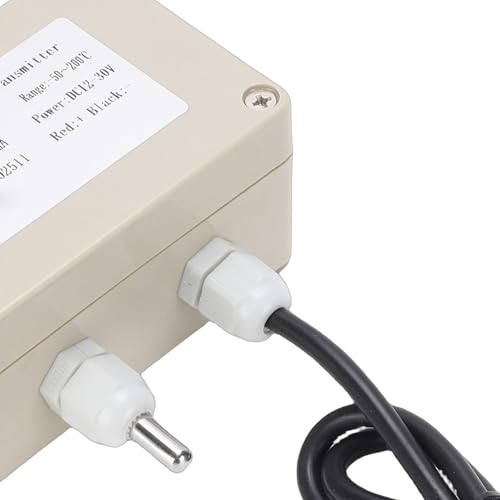 Temperature Sensor Wall Mount Temperature Transmitter Thermal Probe 4-20mA -50 to 200 IP65 ABS Anti Interference with Cable for Industrial Agricultural Greenho