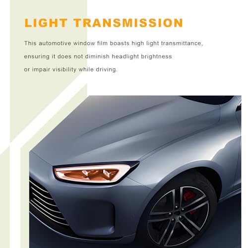Car Headlight Vinyl Film, 48"×11.8" Self-Adhesive Car Headlight Tint Sticker with Squeegee & Cutter, Waterproof Wrap Film Roll for Vehicle Headlights Taillights Fog Lights (Orange) - color: Orange