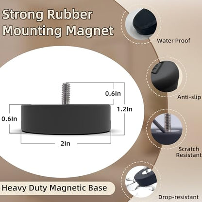 Magnetpro Rubber Coated Mounting Magnets Over 80LB Force | Magnetic Base Anti-Scratch Anti Corrosion Heavy Duty, Size 2" *0.6" with 1/4"-20 Male Thread and Nuts - size: 80LB - 1/4"-20 Male 2P
