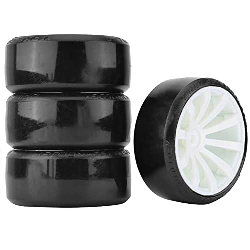 RC Plastic Wheel and Tire Set,WONFAST RC Drift Car 63mm Hard Tyres 12mm Hub Wheel for 1/10 On-Road Drifting Car Parts for HSP Tamiya HPI Kyosho TT02 (White) - color: White