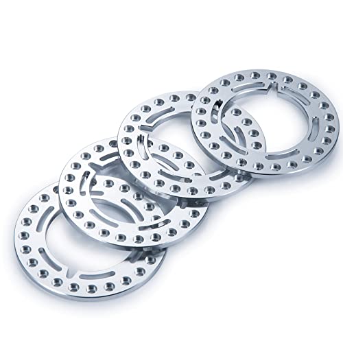 4pcs Aluminum 1.9inch RC Beadlock Wheel Rim Replacement Ring for 1/10 RC Crawler Car 1.9" Wheels/Rims (Silver) - color: Silver